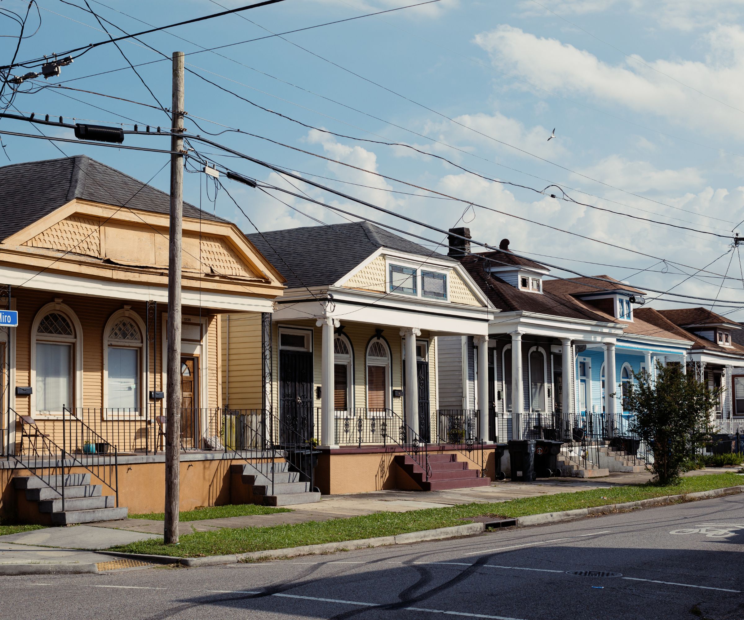 Shotgun houses lined up on street