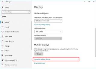 Display settings on Windows 10