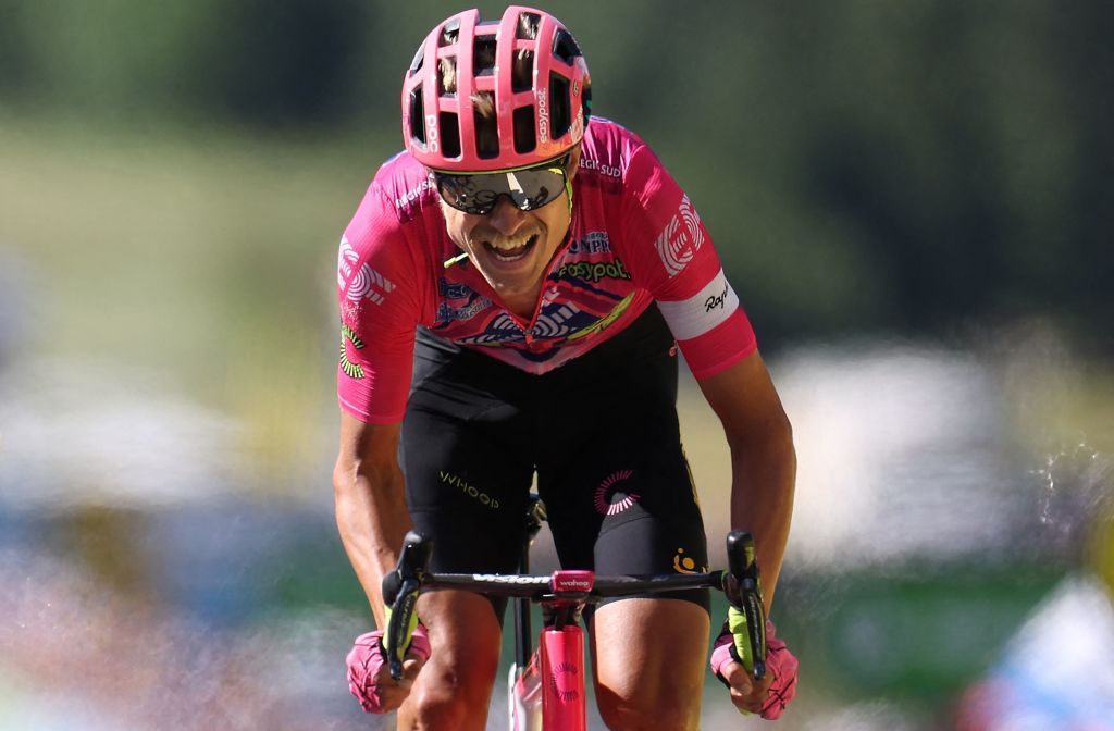 EF EducationEasypost teams Danish rider Magnus Cort Nielsen cycles to the finish line to win the 10th stage of the 109th edition of the Tour de France cycling race 1481 km between Morzine and Megeve in the French Alps on July 12 2022 Photo by Thomas SAMSON AFP Photo by THOMAS SAMSONAFP via Getty Images