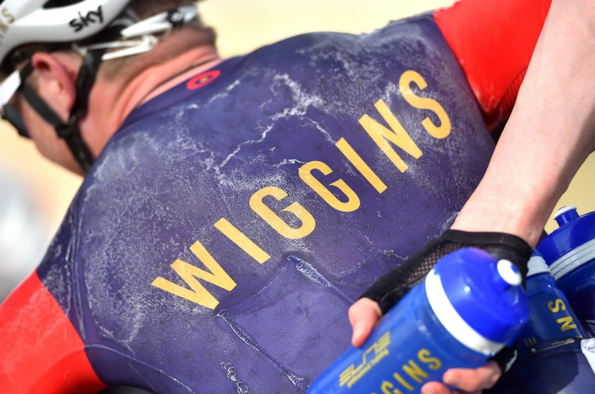 A WIGGINS rider's jersey drenched in sweat
