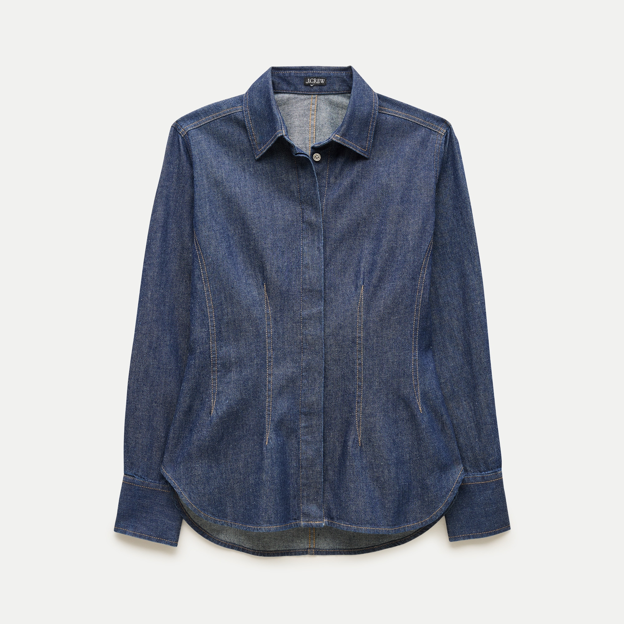 Darted Button-Up Shirt in Denim