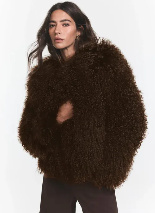 Brown Mongolian Fur Jacket