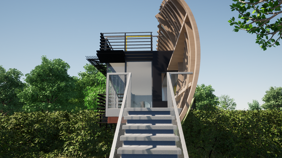 A mock up of the steps leading up to the home
