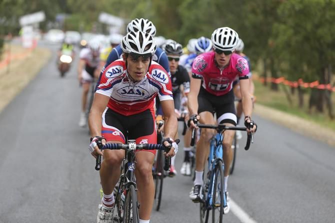 Scott McPhee leads up the climb.