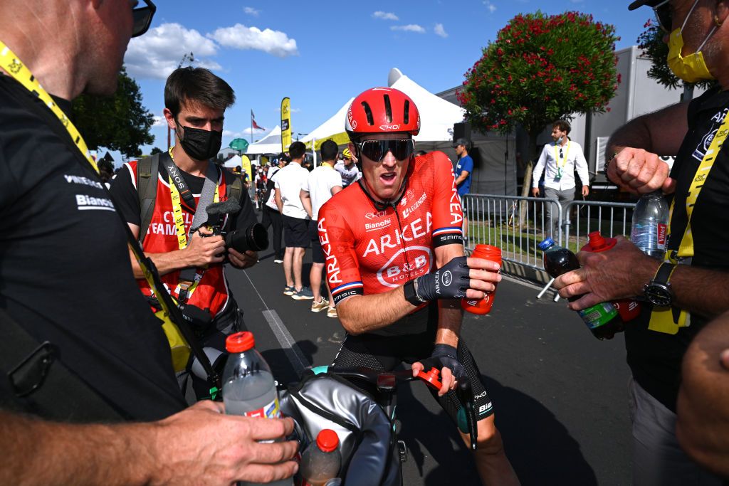 NIMES FRANCE JULY 16 Arnaud Demare of France and Team Arkea BB Hotels reacts after the 111th Tour de France 2024 Stage 16 a 1886km stage from Gruissan to Nimes UCIWT on July 16 2024 in Nimes France Photo by Dario BelingheriGetty Images
