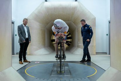 Ed Clancy in the wind tunnel