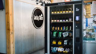 A film vending machine inside a pizza shop in Utah