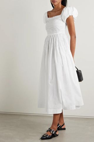 DÔEN Katherina shirred cotton-voile midi dress