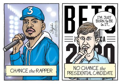 Political Cartoon U.S. Chance the Rapper Beto O'Rourke No Chance Candidate