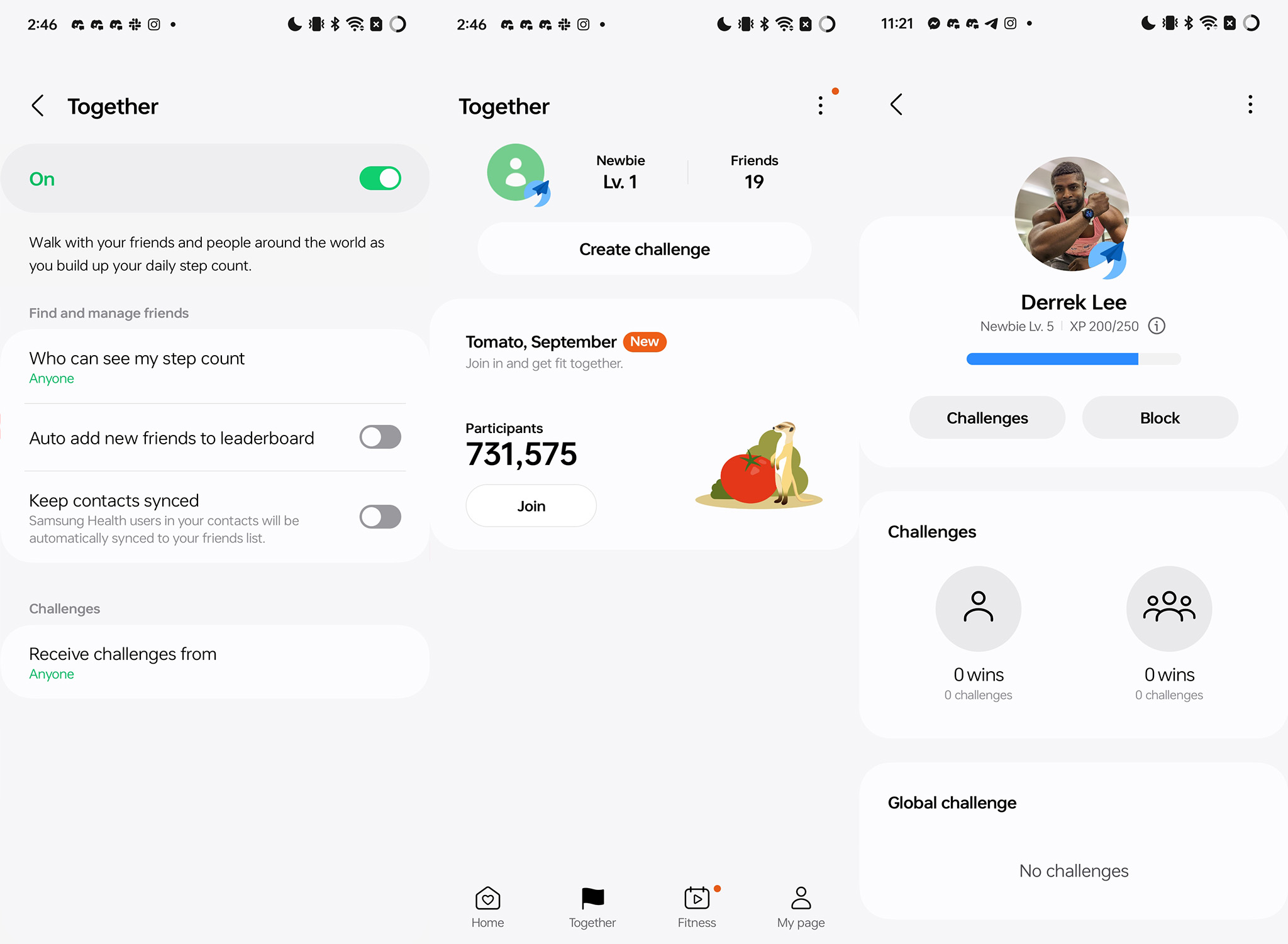 How to enable step count challenges in the Samsung Health app