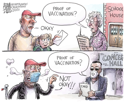 Editorial Cartoon U.S. covid vaccine passports