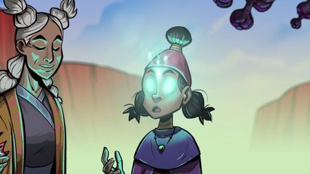 Blighted character with glowing eyes receives a revelation