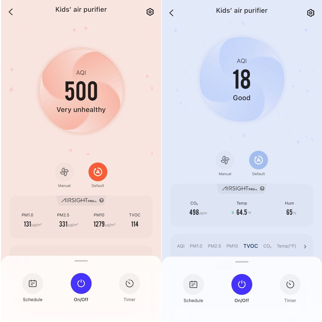 levoit sprout air purifier app air quality readings