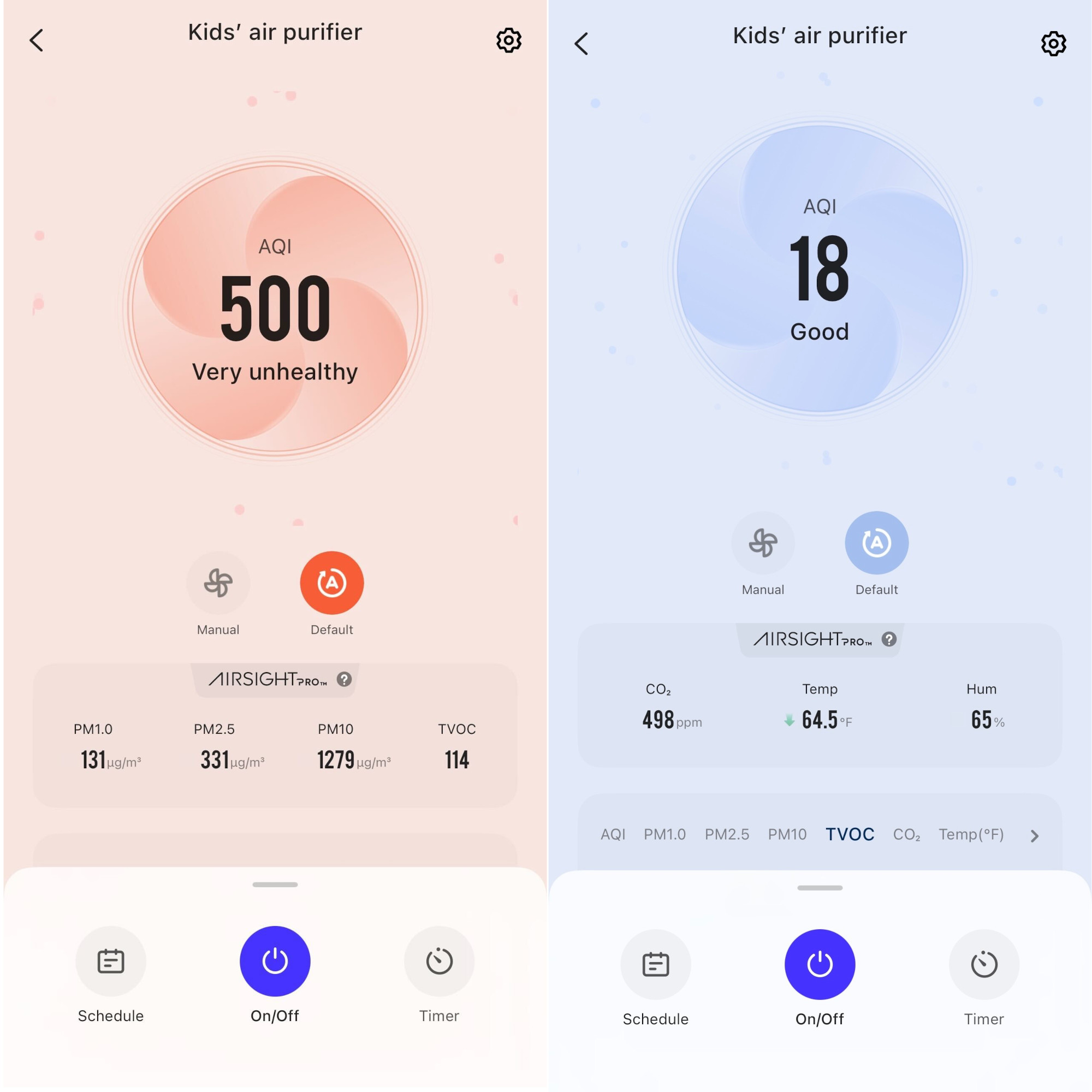 levoit sprout air purifier app air quality readings