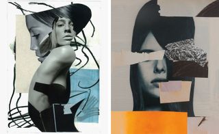 Two images, Left-Artwork of a female face, Right- Artwork of a female face