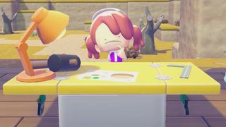 A player ponders over a crafting bench in Pokemon Pokopia, not available on the Switch 1.