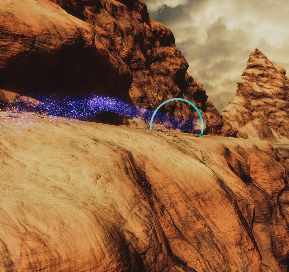 Assess.masses game art; screens of a video game featuring a donkey in an dusty open world