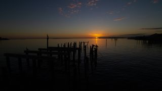 Sunset at Cedar Key, Florida, close to the Raleigh island site.