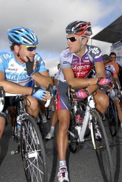 Peter Wrolich (Team Milram) and Philippe Gilbert (Silence-Lotto).