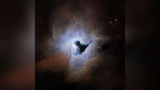 This peculiar portrait from the NASA/ESA Hubble Space Telescope showcases NGC 1999, a reflection nebula in the constellation Orion. NGC 1999 is around 1350 light-years from Earth and lies near to the Orion Nebula, the closest region of massive star formation to Earth. NGC 1999 itself is a relic of recent star formation — it is composed of detritus left over from the formation of a newborn star.