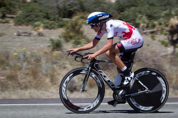 Tayler Wiles (Exergy) on the climb to the turn around.