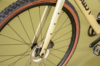 Detail of Pearson On and On gravel bike fork with mounting points