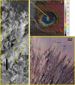 Recurring Slope Lineae (RSL) on the Central Structure of Horowitz Crater