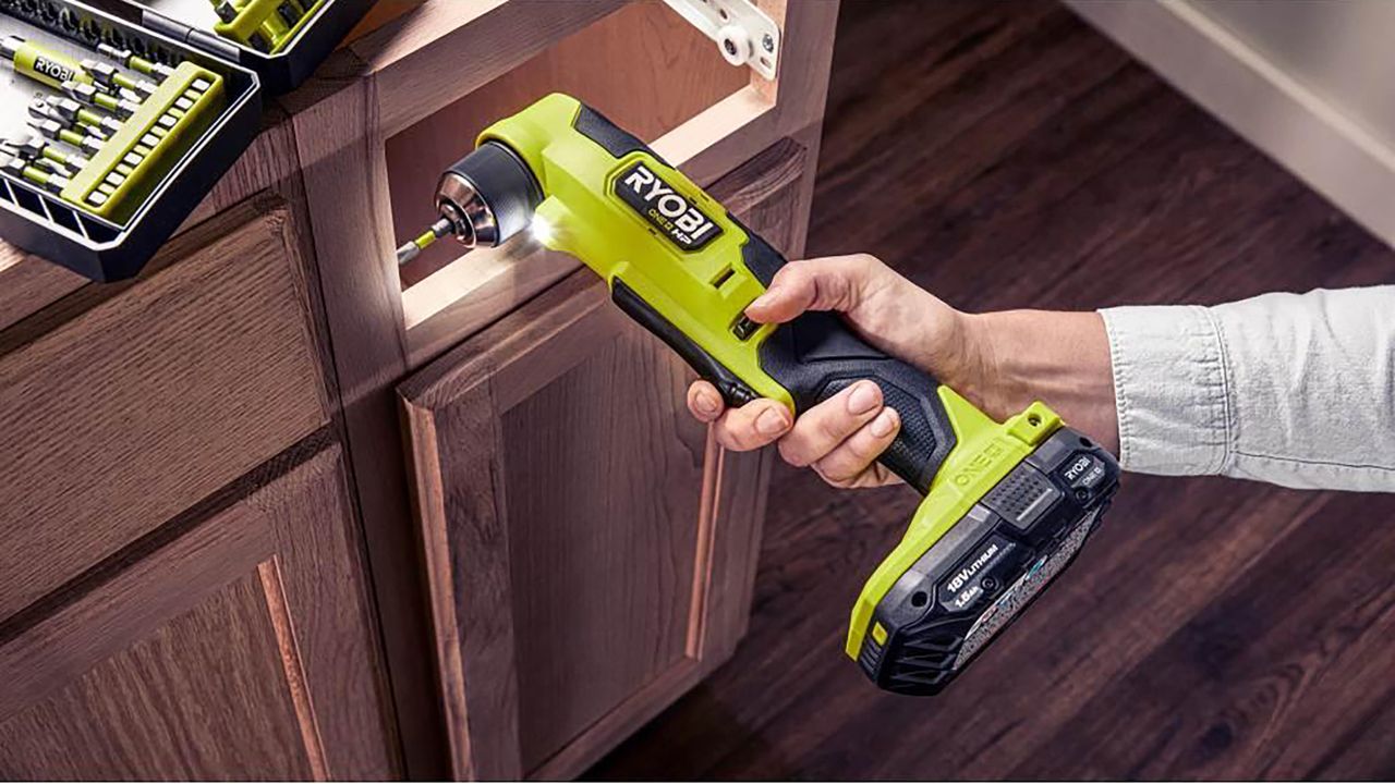 Ryobi Cordless Right Angle Drill in use