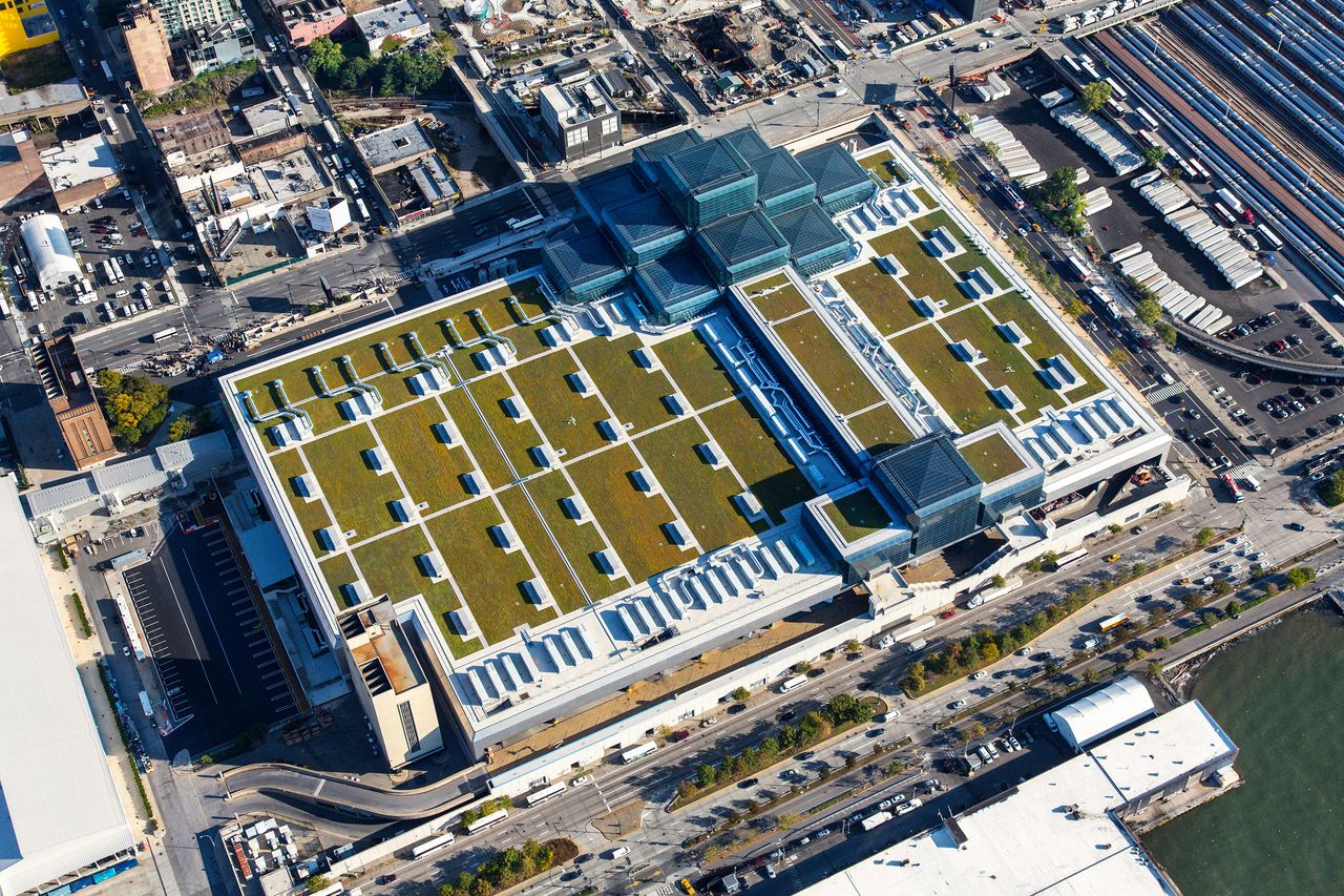 An aerial view of the Javits center.