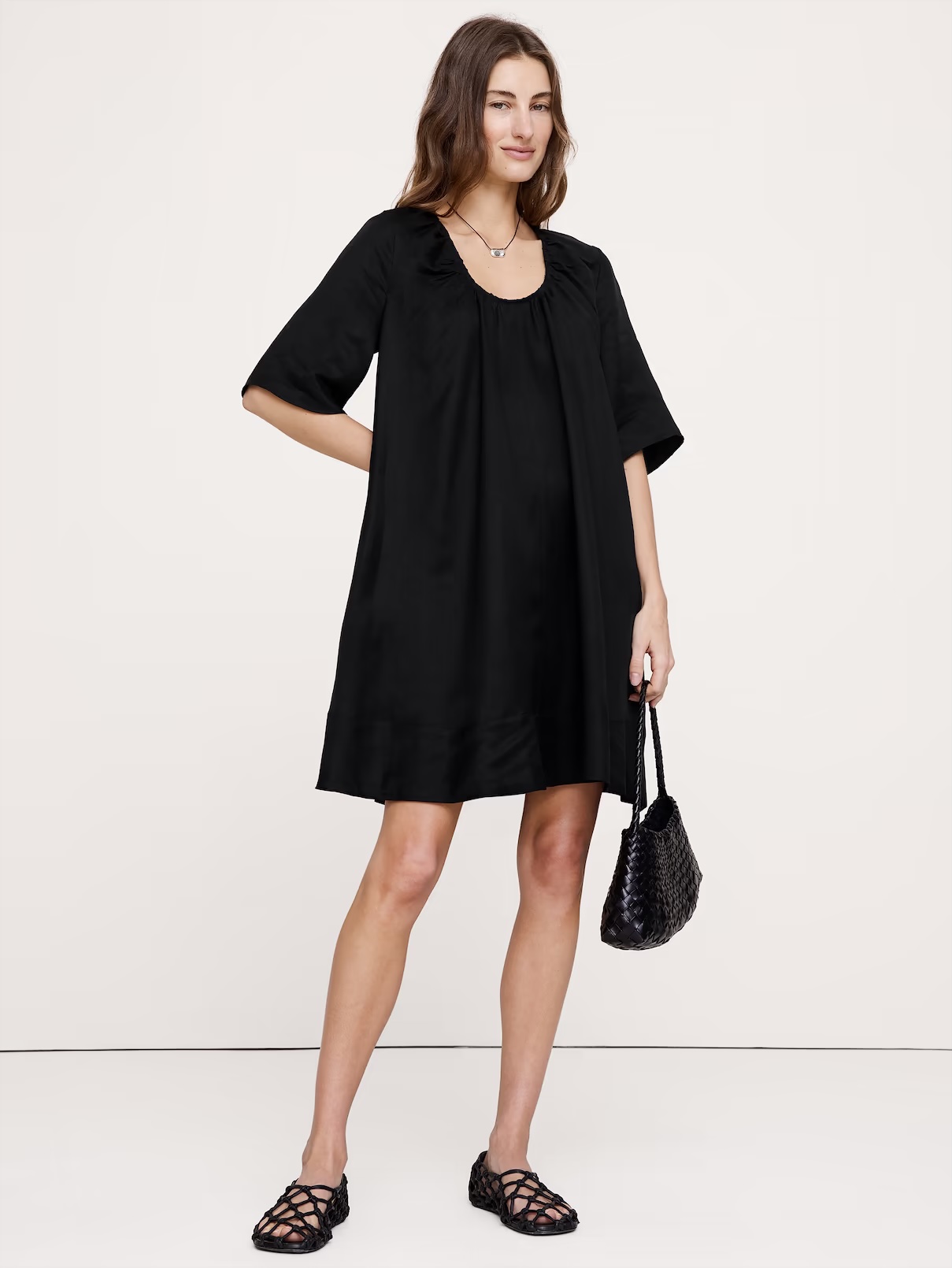 Banana Republic, Viscose-Linen Scoop-Neck Mini Dress
