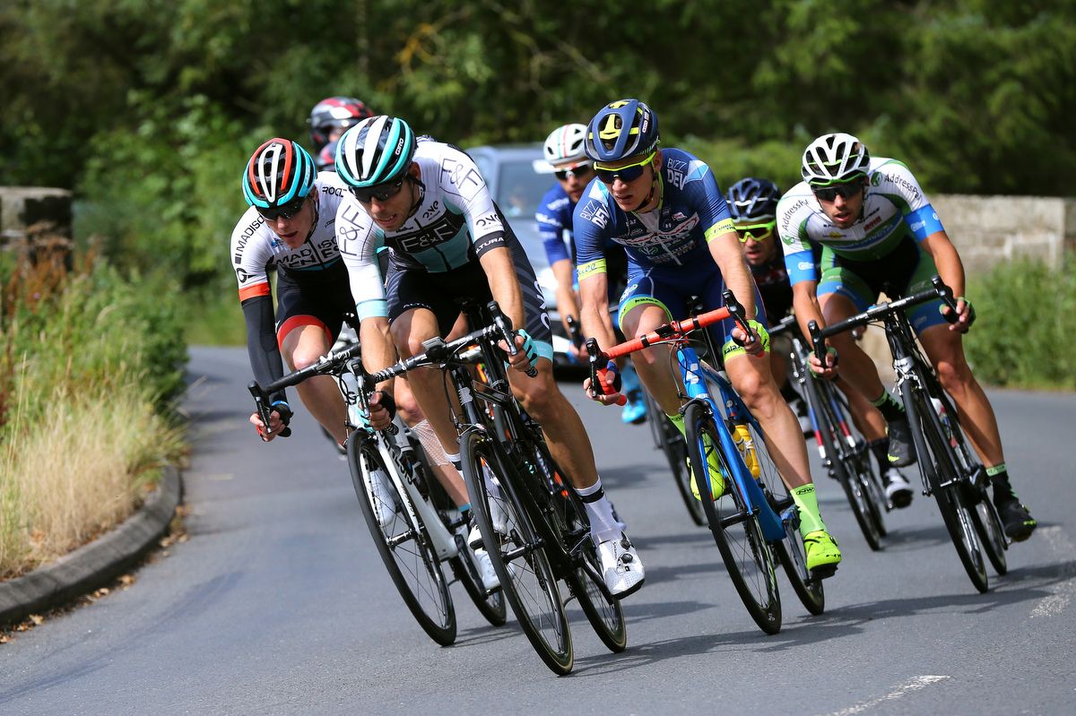 Karol Domagalski (ONE Pro Cycling) leading the break