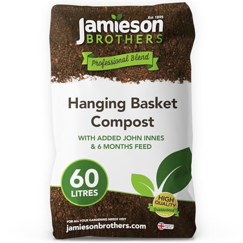 Jamieson Brothers&amp;reg; Hanging Basket Compost 60l &amp;ndash; Premium Blend With 6 Months Feeding and Added John Innes for Vibrant, Long-Lasting Blooms &amp;ndash; Ideal for Hanging Baskets and Containers