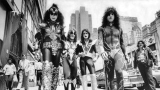 Kiss walking the streets in New York
