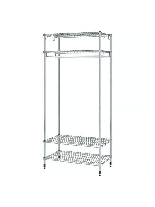 Omar Shelving Unit With Clothes Rail - Galvanized 36 1/4x19 5/8x79 1/8 "