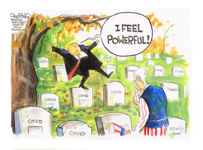 Political Cartoon U.S. Trump COVID deaths