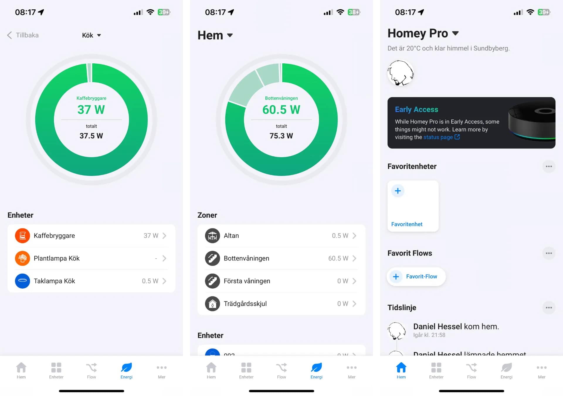 Homey app använd med en Homey Pro (2023)