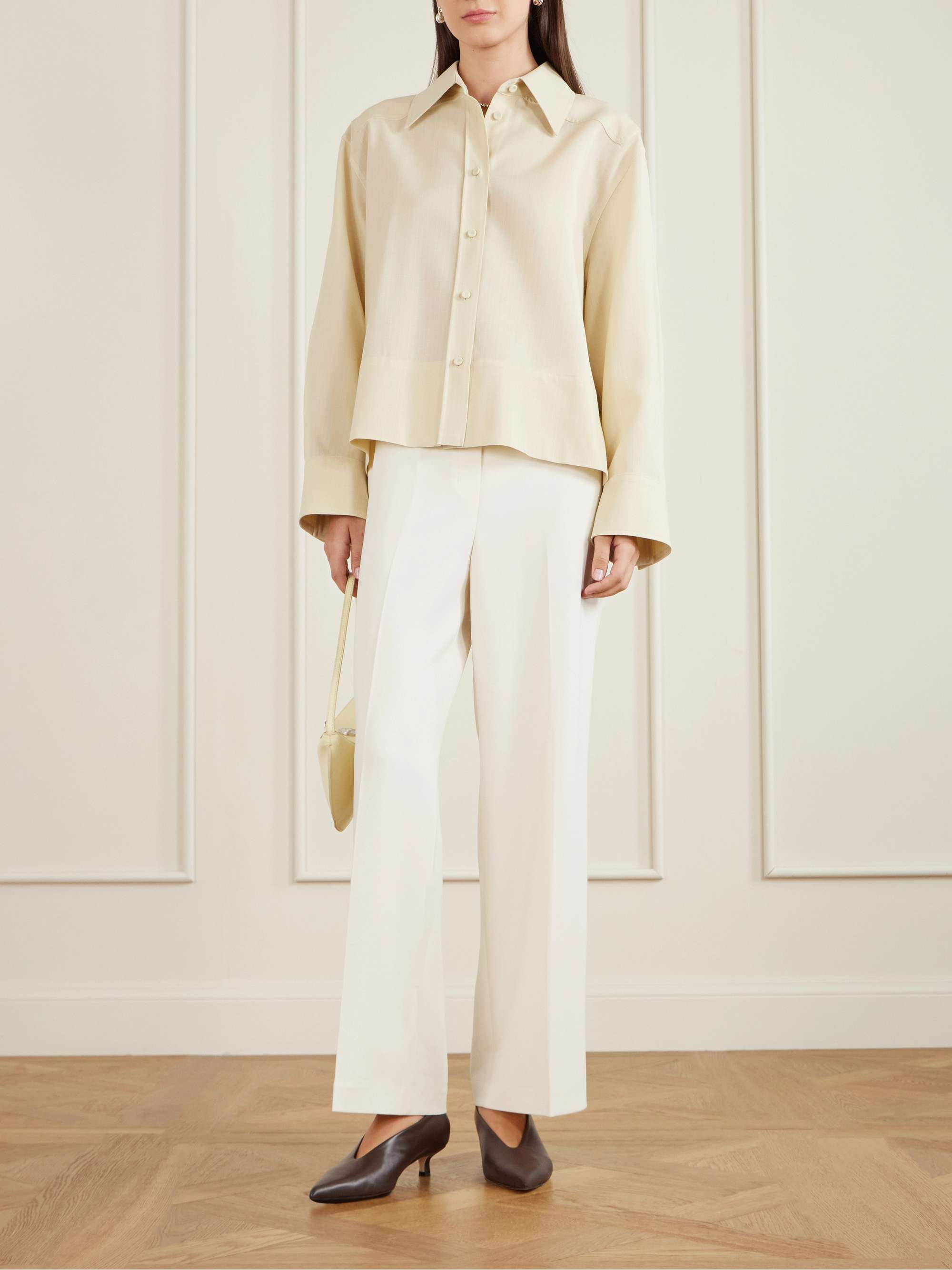 crepe straight-leg pants