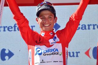 Esteban Chaves (Orica-GreenEdge) in the red jersey