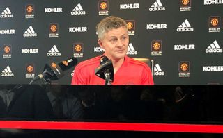 Manchester United manager Ole Gunnar Solskjaer during a press conference at the club's Carrington Training Ground, 2018