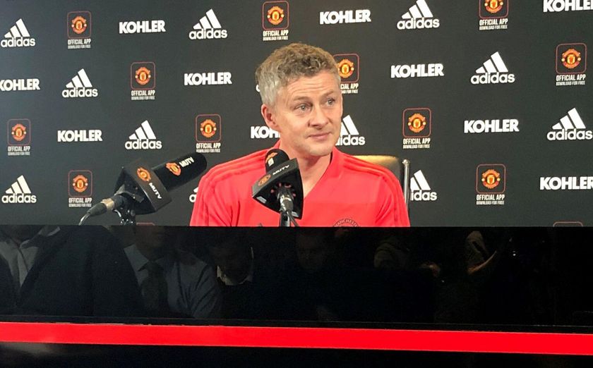 Manchester United manager Ole Gunnar Solskjaer during a press conference at the club&#039;s Carrington Training Ground, 2018