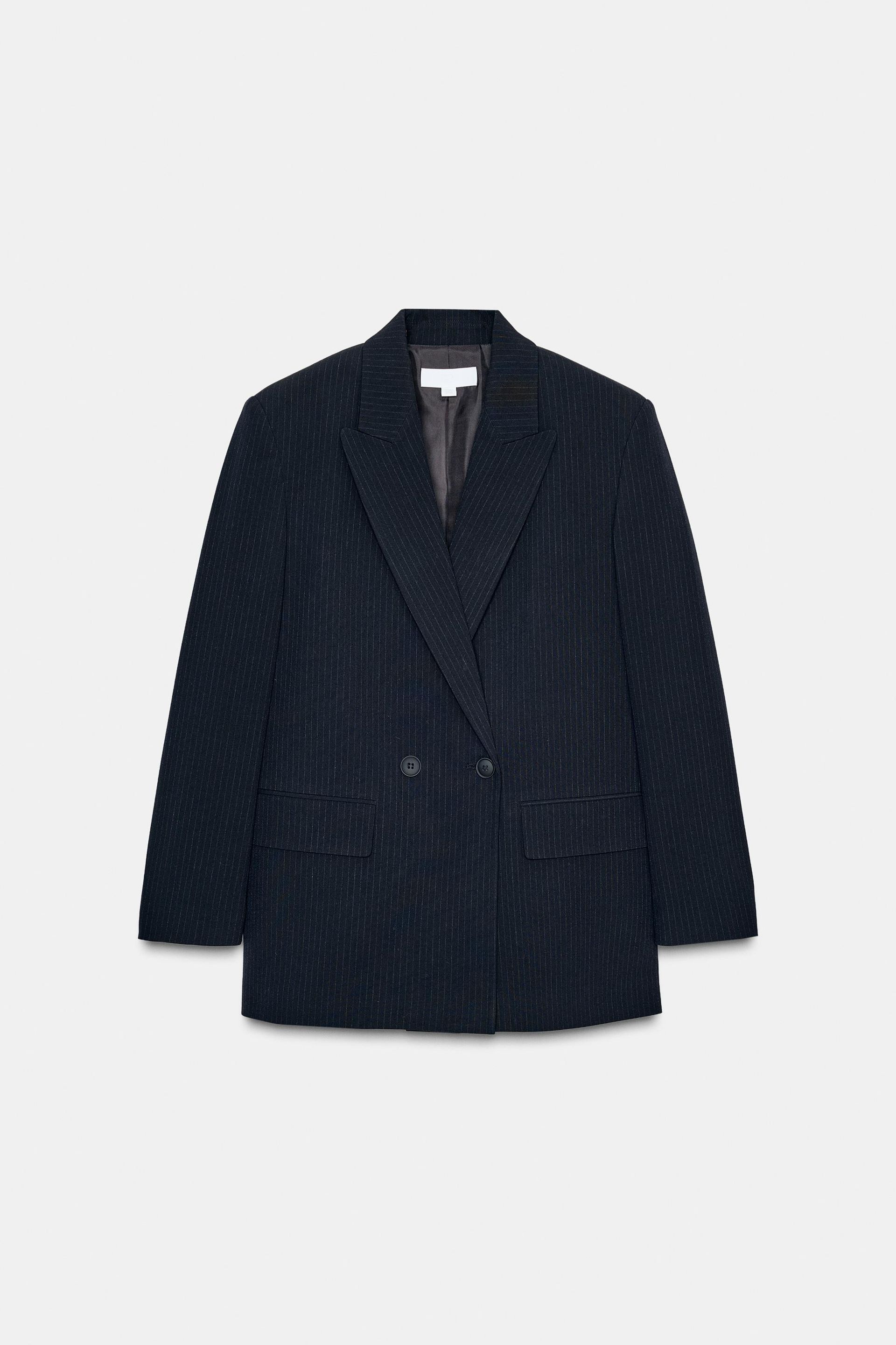 Oversized Double Breasted Pinstripe Blazer