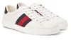 GUCCI Ace Watersnake-Trimmed Leather Sneakers