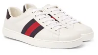 Gucci Ace Watersnake-Trimmed Leather Sneakers