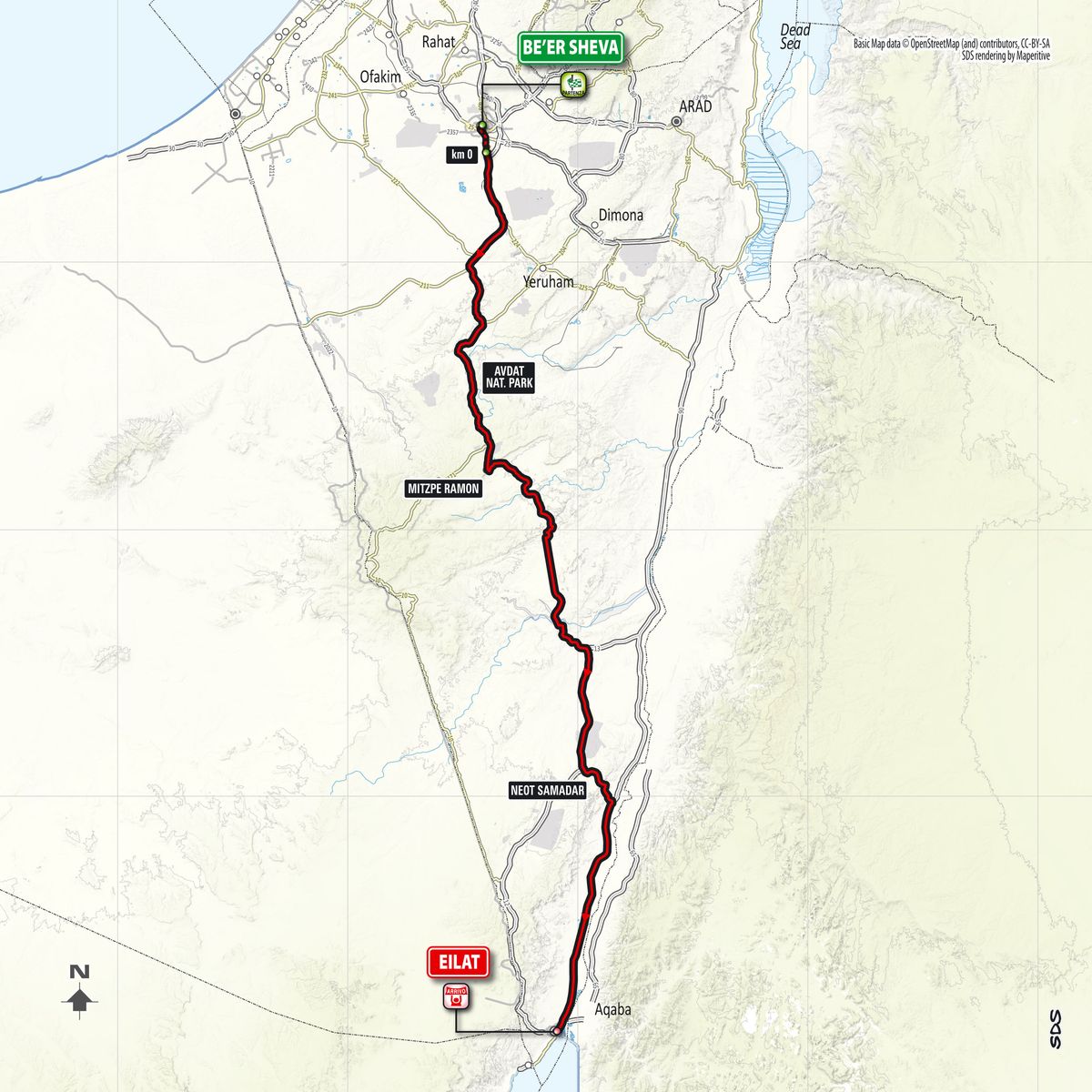 Map of stage 3 of the Giro d'Italia 2018