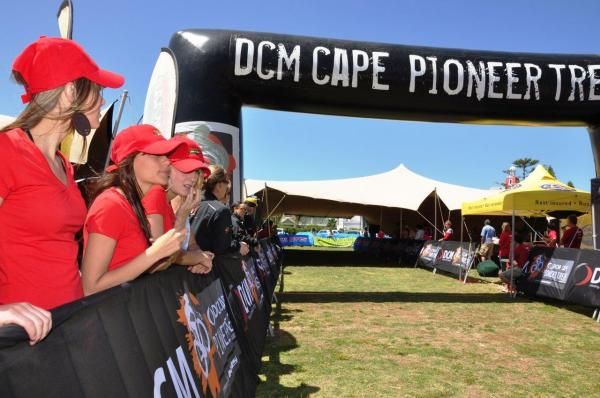 Spectators await the riders at the finish.