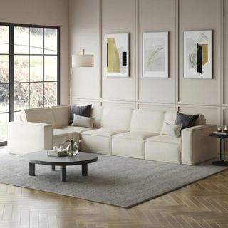 Cream modular sofa in neutral living room