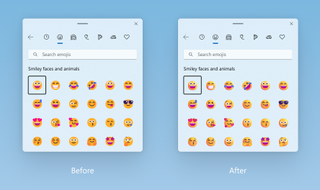 Comparison between new and old Windows 11 emoji.