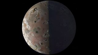 Io, as seen by NASA's Juno spacecraft on Dec. 30, 2023.