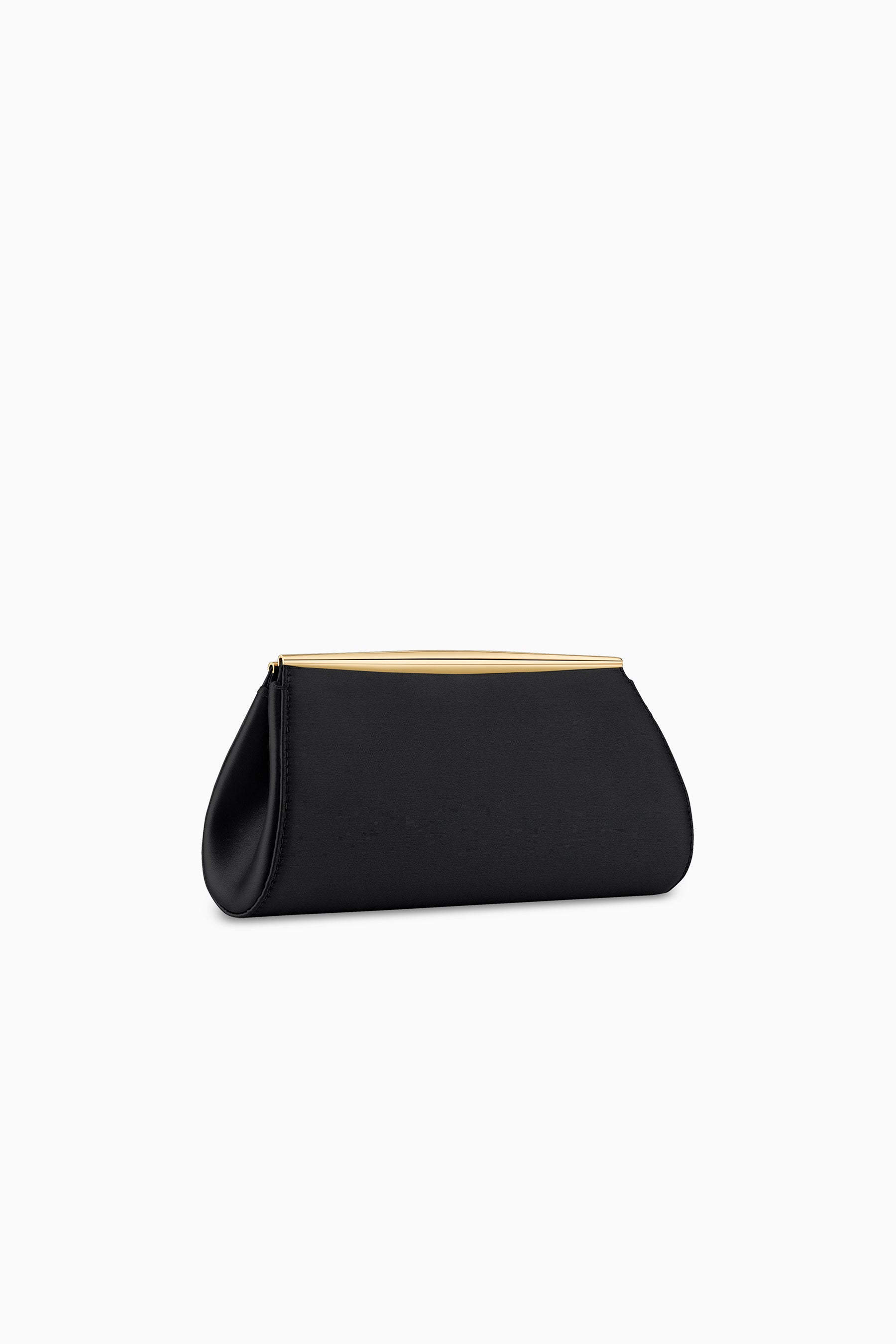 Suzannah Clutch - Black Diamond Satin With Gold Hardware / Gold Hardware