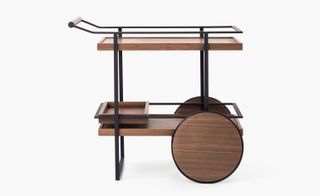 Wooden trolley with black frame